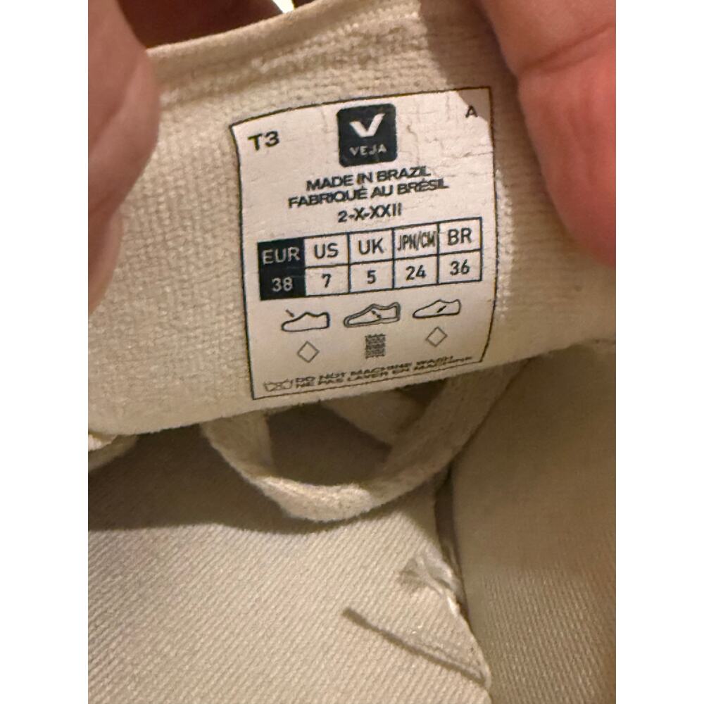 VEJA V-12 Leather White Camel Sneakers Women's Sz. 7 - Picture 8 of 8